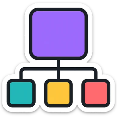 A structured data icon representing a network, clean and modern design, suitable for digital interfaces, purple as main color. sticker