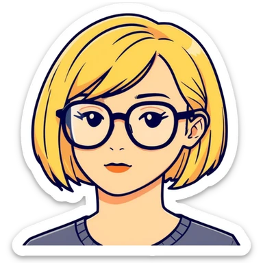 Blonde woman bob hair and glasses sticker