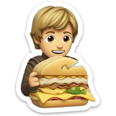 Luke Skywalker eating sandwich with lightsaber sticker