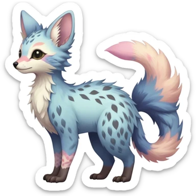 Epic Feral Rare Fantasy pastel Vernid-Trico-species by LiLaiRa, random markings, tufted tail, tufted ears, full body sticker