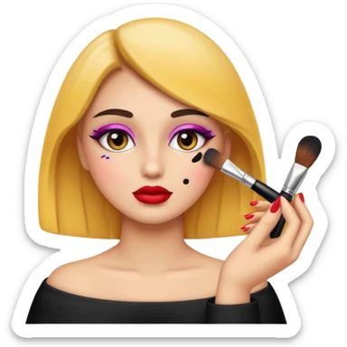 Putting on makeup sticker