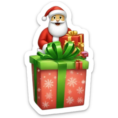 santa claus with alot of presents sticker
