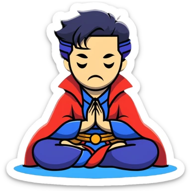 Doctor Strange in meditation pose floating sticker