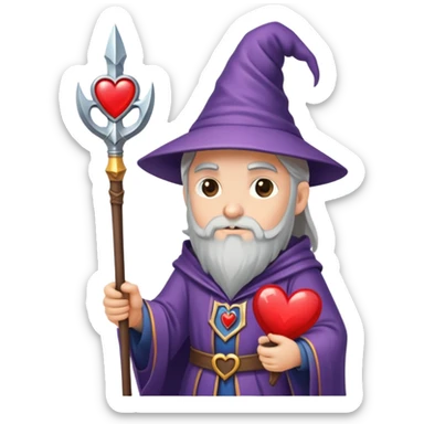 ￼ a wizard, holding a heart spear sticker
