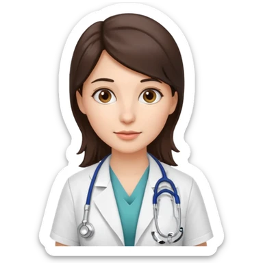 brunette doctor with stethoscope sticker