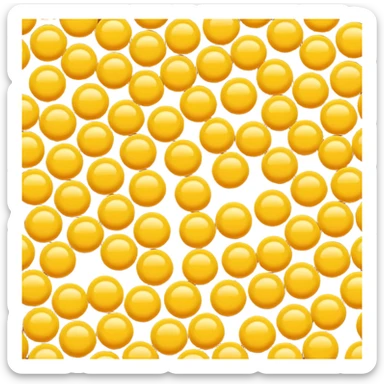 cluster of golden-yellow wax pellets, round and slightly flattened, matte soft surface, smooth uniform texture, like glossy candy drops, apple emoji style, soft lighting, subtle shadows, transparent background, emoji scale sticker