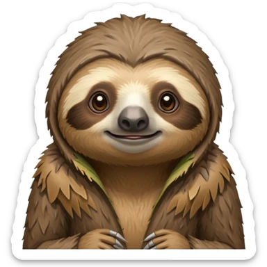 sloth in ragged animal skin clothes sticker