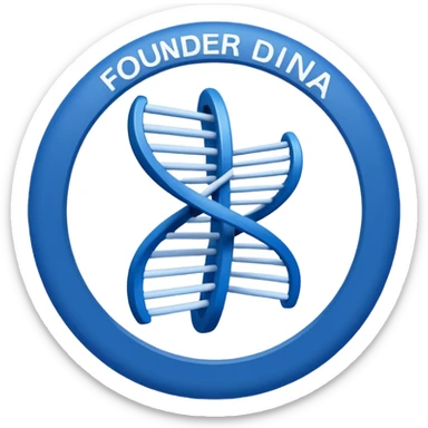 Create a WhatsApp emoji with text "Founder DNA inside" inspired by intel inside logo sticker