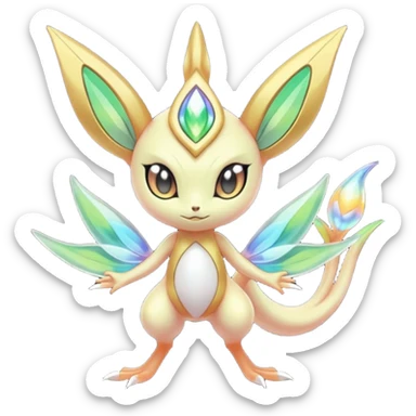 Futuristic Meloetta-Celebi-Cresselia-Jidachi-Victini-Pokémon-Digimon-Fakémon-fusion-hybrid-creature sticker
