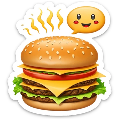 hamburger inside a comic book speech bubble sticker