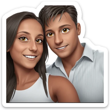 smiling couple with stylish attire sticker