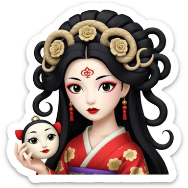 geisha with medusa head  sticker