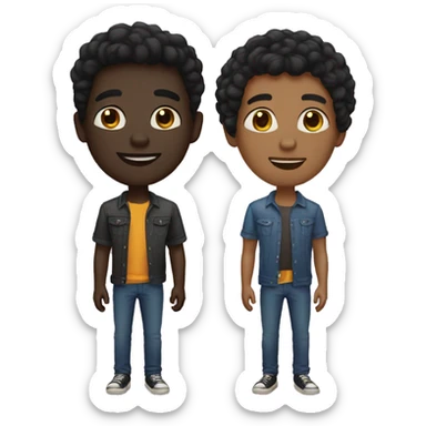 darkskin and light skin black men gay couple sticker