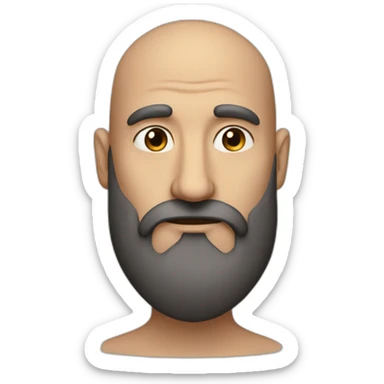 A man with a big beard and a long nose but a good nose, being bald, with brown eyes sticker