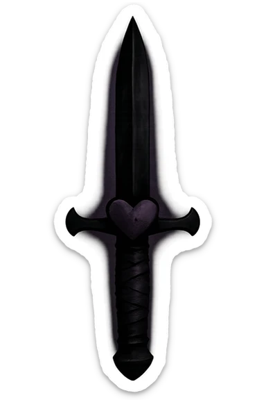 emo-style dagger, black and purple, moody, no background sticker