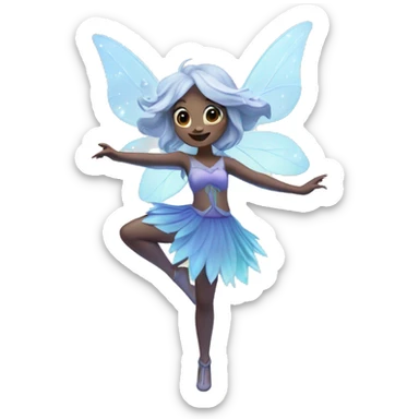 A cute fairy dancing and casting a spell to make the first snow fall, designed in cool-toned colors sticker