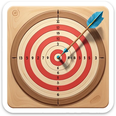 A bow and arrow aimed at a target, with the arrow perfectly positioned for release. The background features a target with concentric rings, emphasizing precision, skill, and focus in archery. The scene radiates concentration and the grace of the sport. sticker