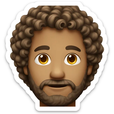 far man has curly hair sticker