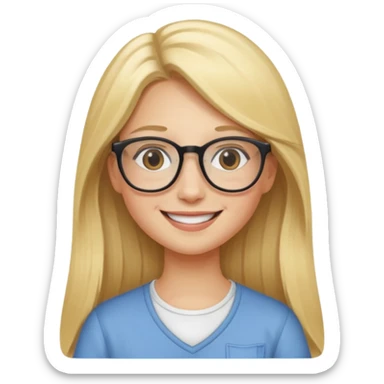 je voudrai un emoji d'une fille aux cheveux longs et blonds avec des lunettes entrain de PASSER DES MOMENTS EN FAMILLE sticker