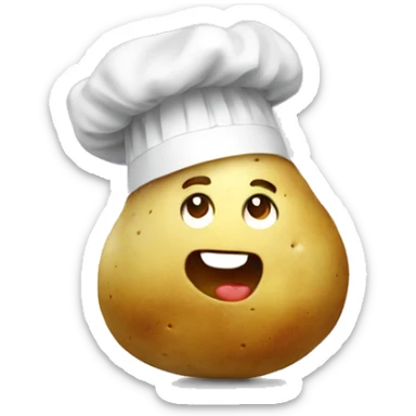 Potato with face and big chef hat sticker