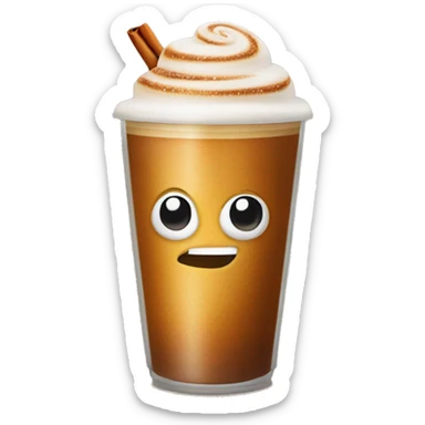 Cinnamon and cappuccino bun in a disposable glass sticker