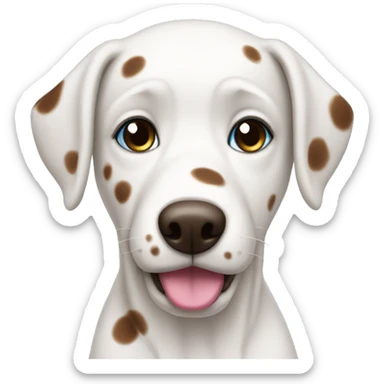 a white dog with brown spots with blue eyes and pink nose  sticker