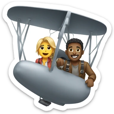 Two people hanging out of a plane sticker