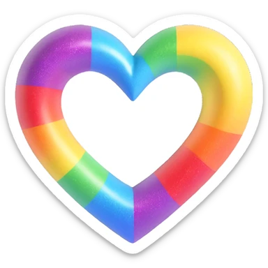 rainbow pride heart, 3D emoji style, no text, with a sparkle effect sticker