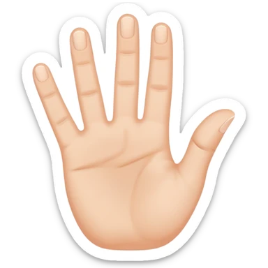 hand with fingers spread showing stop signal sticker