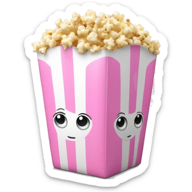 popcorn in pink-white box sticker