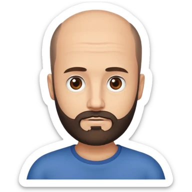 semi balding man with super short hair and has a beard. dark brown eyes and brown beard  sticker