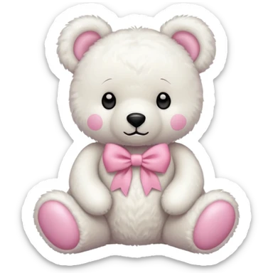 White teddy bear pink bow sticker
