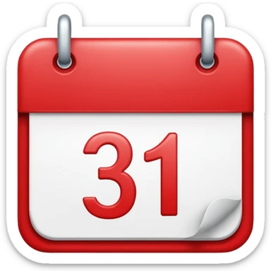 calendar with red top and number 31 sticker