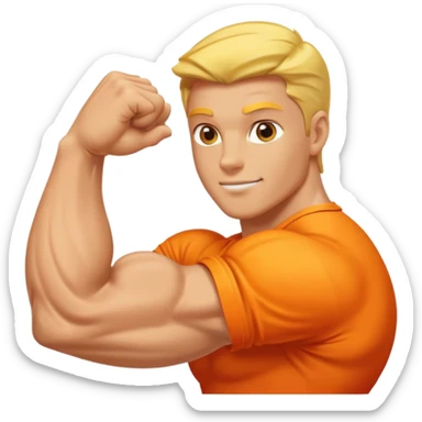 "Create a high-quality, glossy emoji-style illustration of a flexed biceps (💪). Use smooth gradients, rounded shapes, clean vector-style design, soft shadows, and vibrant colors. The result should look like an official modern emoji, crisp and polished." sticker