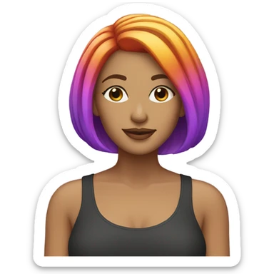 A light skinned beautiful woman with a multicolored bob hair cut  sticker