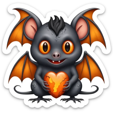 Monstre a corp craquelé fait de lave avec des ailes de chauve-souris et un tête de pierre carbonisé avec une mâchoire carré  sticker