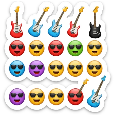 several emoticons related to rock music sticker
