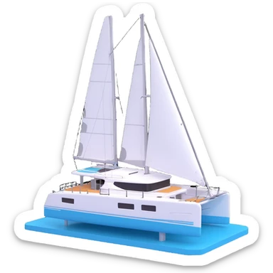 a lagoon 42 catamaran with no wording on the boat  sticker