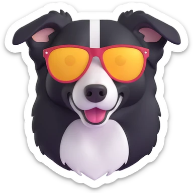 border collie wearing sunglasses sticker