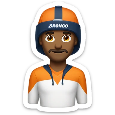 Caucasian man with broncos hat sticker