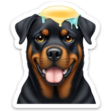 Rottweiler with Shampoo on his head  sticker