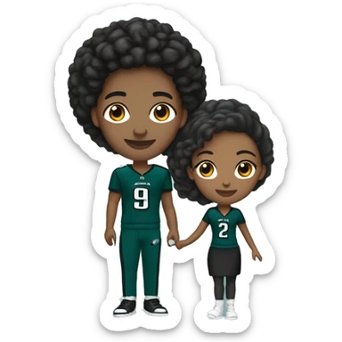 Biracial couple in Philadelphia eagles clothing  sticker