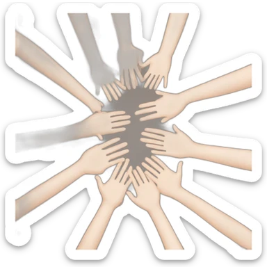 circle of white skin hands touching each other sticker