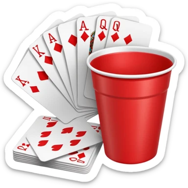 cards around a red solo cup sticker