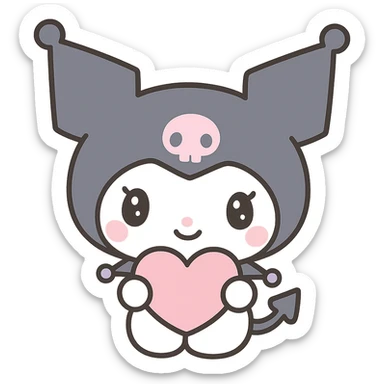 Kuromi character with a heart-shaped accessory, kawaii style sticker