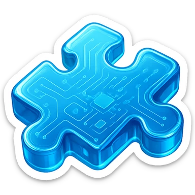 jigsaw puzzle piece in shiny glossy circuit style design sticker