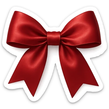 classic bow, red satin, shiny, simple and elegant, tied neatly sticker