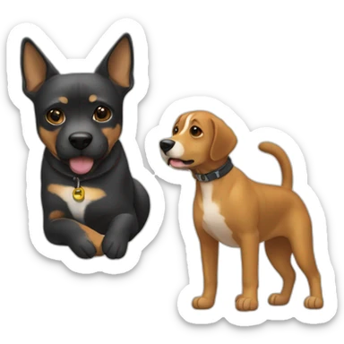 Chat faisant un câlin a un chien sticker