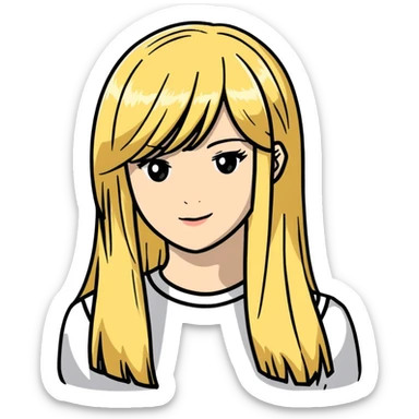 long straight blonde wig sticker