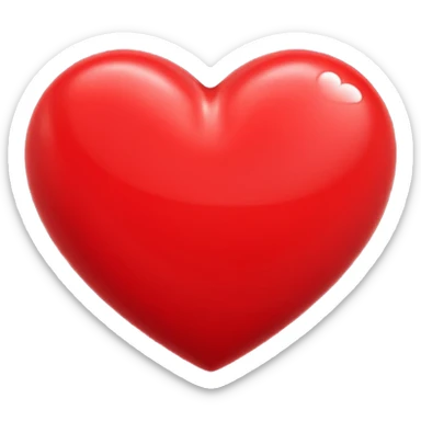Apple-style 3D illustration of a bright red heart, centered on a clean white background, glossy and rounded, soft shadows for depth, symbolizing love, warmth, and emotion, isolated and minimal design sticker